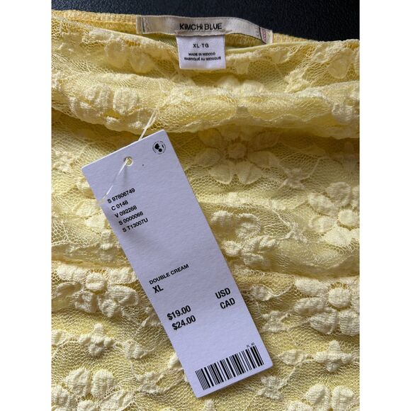 New Urban Outfitters Kimchi Blue Kori Sheer Lace Tube Top size XL Yellow E95 - Picture 5 of 7